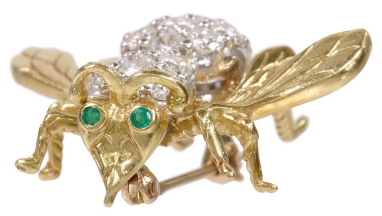 Estate 18kt & Diamond Bumble Bee Brooch