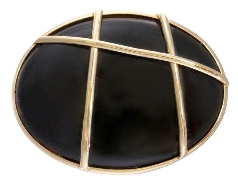 Estate 14kt Yellow Gold & Black Onyx Brooch