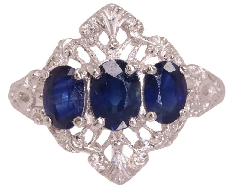 Estate Platinum & Blue Sapphire Ring