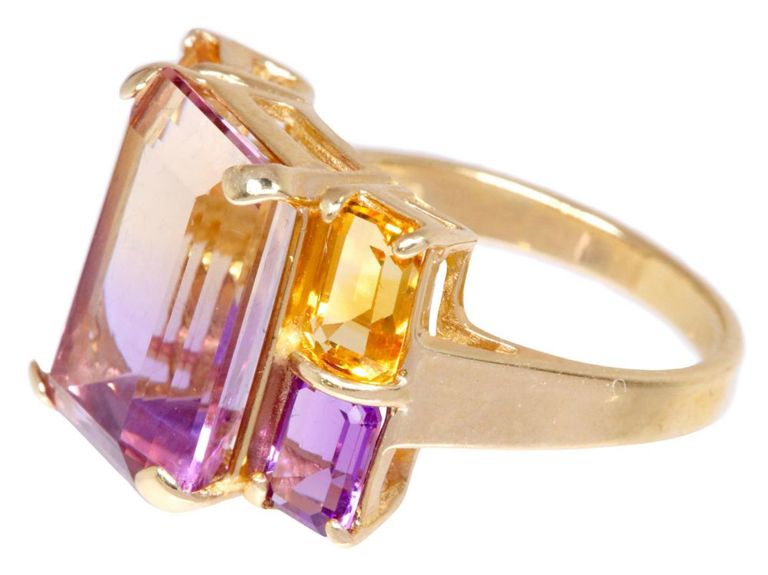Estate 14kt Yellow Gold Ametrine Cocktail Ring