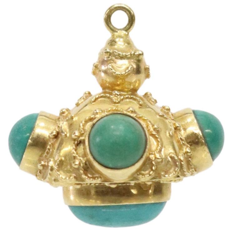 Estate 18kt Yg (Tested) & Turquoise Pendant Charm