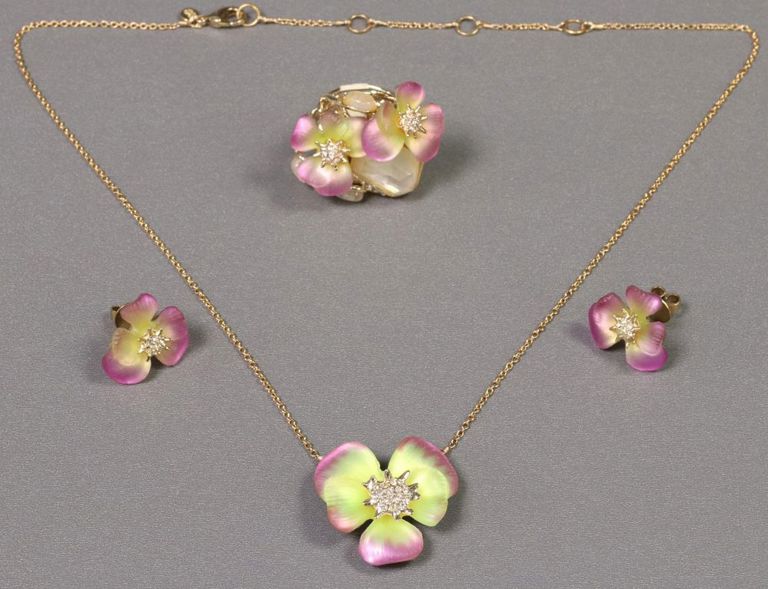Designer Alexis Bittar Lucite Orchid Jewelry