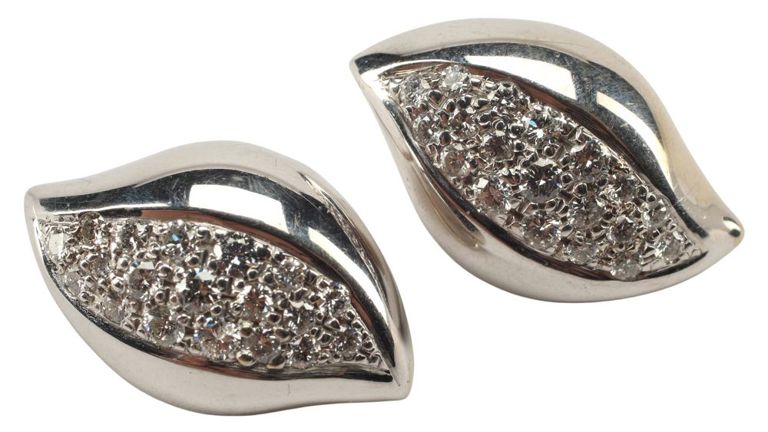 Estate 14kt White Gold & Diamond Earrings