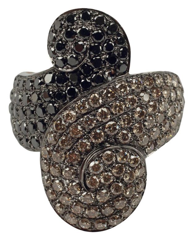 Estate 14kt White Gold Fancy Brown & Black Diamond Ring
