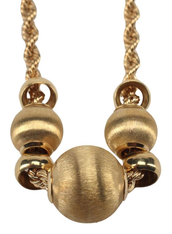 Estate Italian Milor 14kt Yellow Gold Beaded Chain Necklace