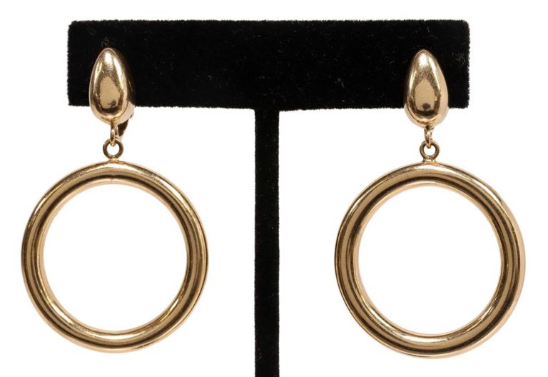 Estate Jost 14kt Yellow Gold Hoop Clip-On Earrings
