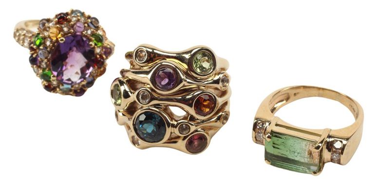 Estate 14kt Yellow Gold Diamond & Gemstone Rings