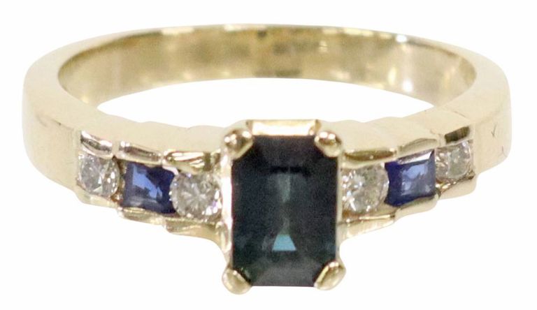 Estate 14kt Gold, Sapphire & Diamond Ring