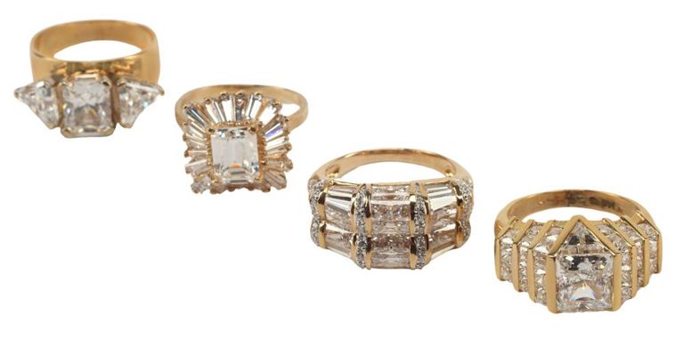 Estate 14kt Yellow Gold & Faux Diamond Cocktail Rings