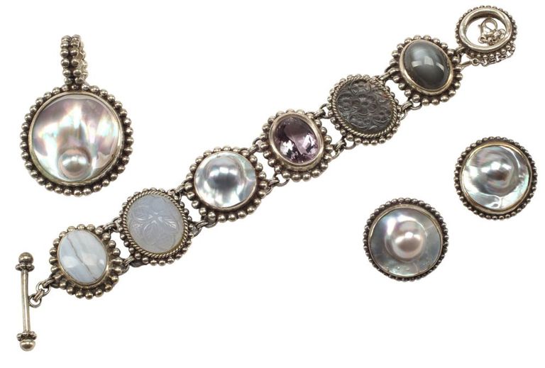 Designer Stephen Dweck Sterling Multi-gemstone & Blister Pearl Jewelry
