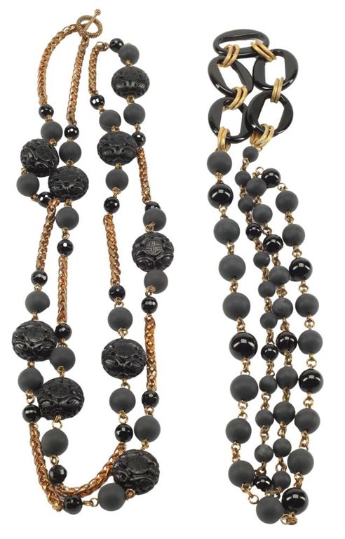 Designer Stephen Dweck Onyx Beaded Long Necklaces