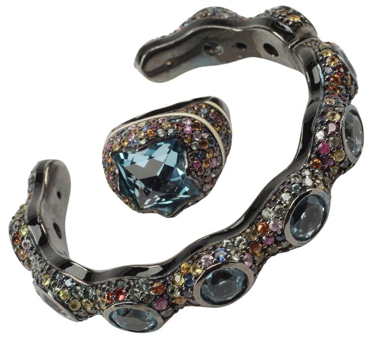 Matthew Campbell Laurenza Mixed Sapphires & Blue Topaz Cuff & Ring
