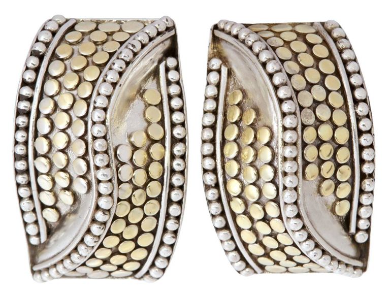 Estate Designer John Hardy 18kt Gold & Sterling Earrings