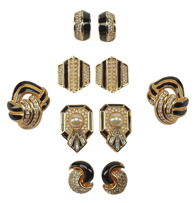 Vintage Christian Dior Gold-tone Metal Clip-On Earrings