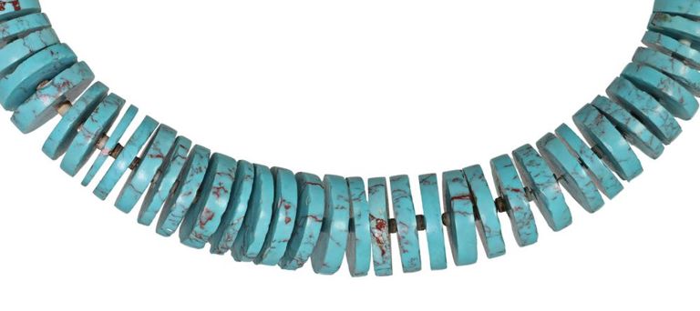Southwest Turquoise Disc & Heishi Shell Beaded Necklace