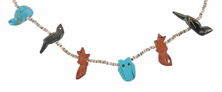 Native American Shell Heishi & Stone Fetish Necklace