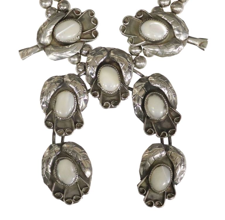 Southwest Sterling & Other Metal Mop Squash Blossom Necklace