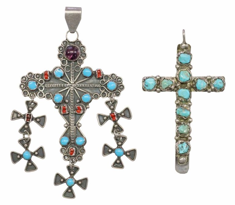 Silver & Turquoise Cross Pendants
