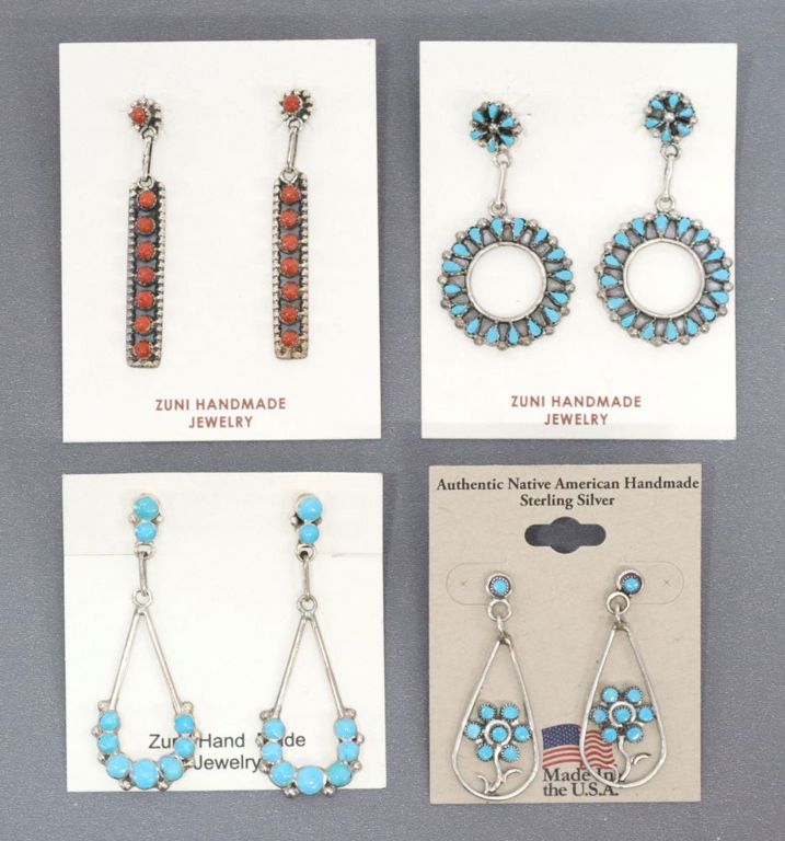 Native American Sterling Silver Drop Earrings