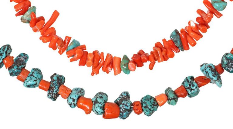 Southwest Red Coral & Turquoise Beaded Necklaces