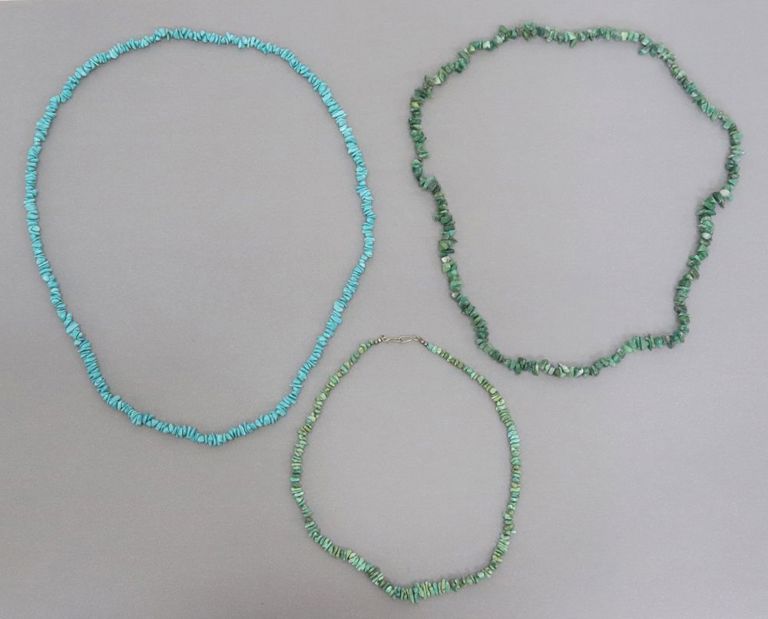 Turquoise & Other Green Stone Chip Beaded Necklaces