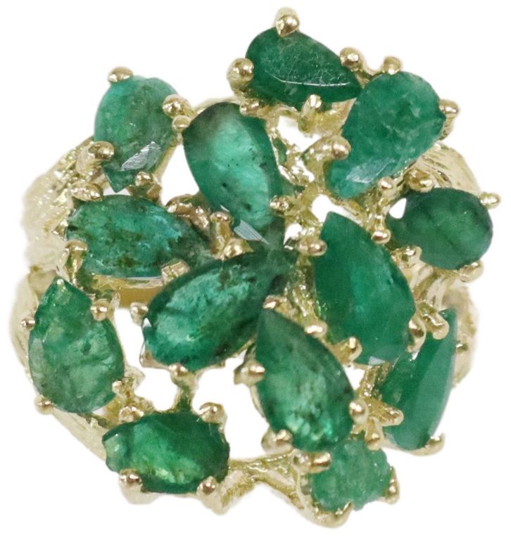 Estate 14kt Yellow Gold & Emerald Cocktail Ring