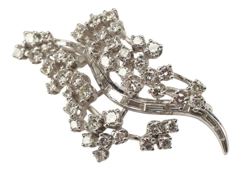 Estate 14kt White Gold & Diamond Brooch