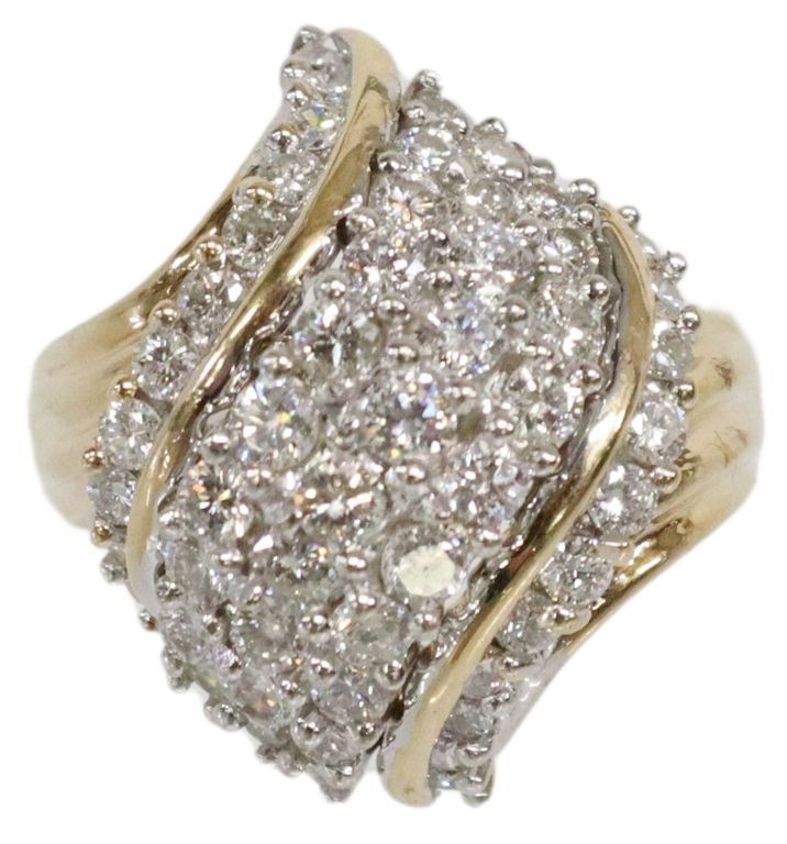 Estate 14kt Yellow Gold & Diamond Cocktail Ring