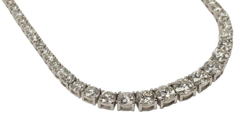 Estate 14kt White Gold & Diamond Riviera Necklace