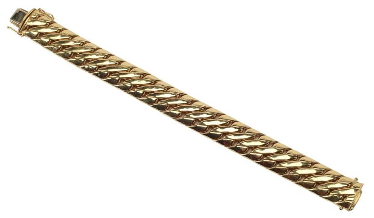 Heavy Estate German 18kt Gold Flat Link Bracelet