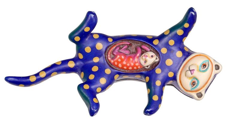 Sergio Bustamante Cat & Kitten Brooch