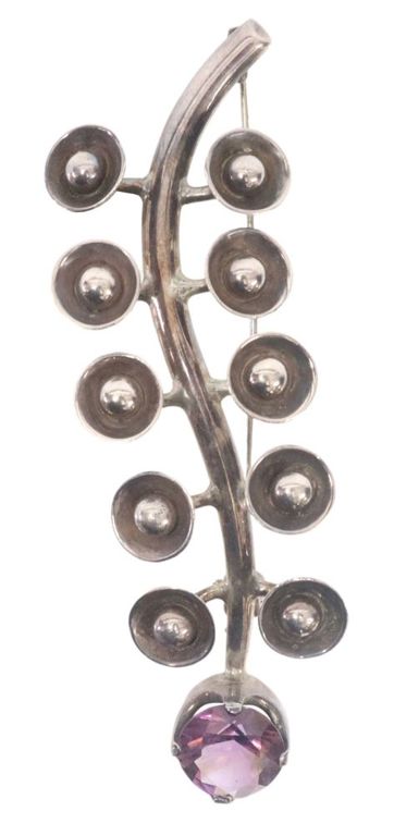Los Ballesteros Sterling Floral Stem Brooch, Mexico