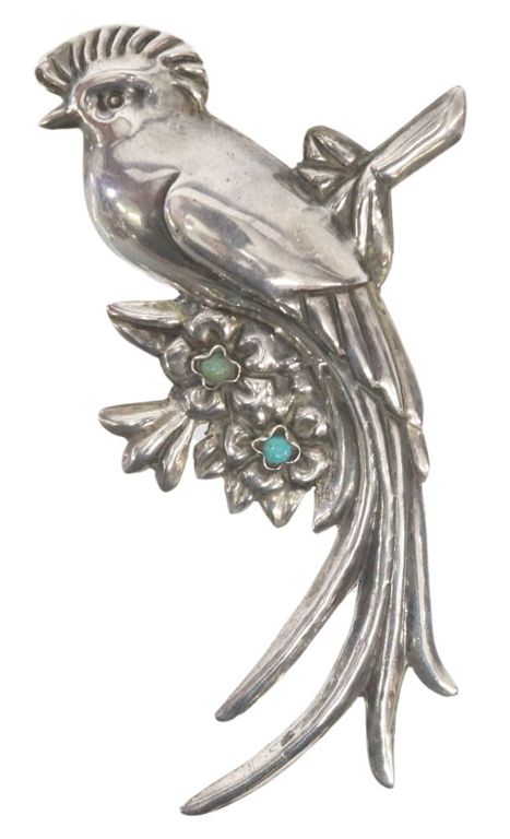 Casa Prieto Sterling Quetzal Bird Brooch, Mexico