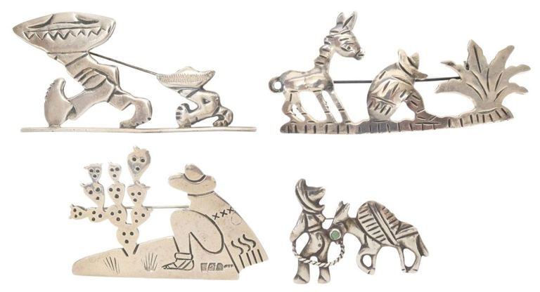 Sterling & Silver Figural Brooches, Mexico