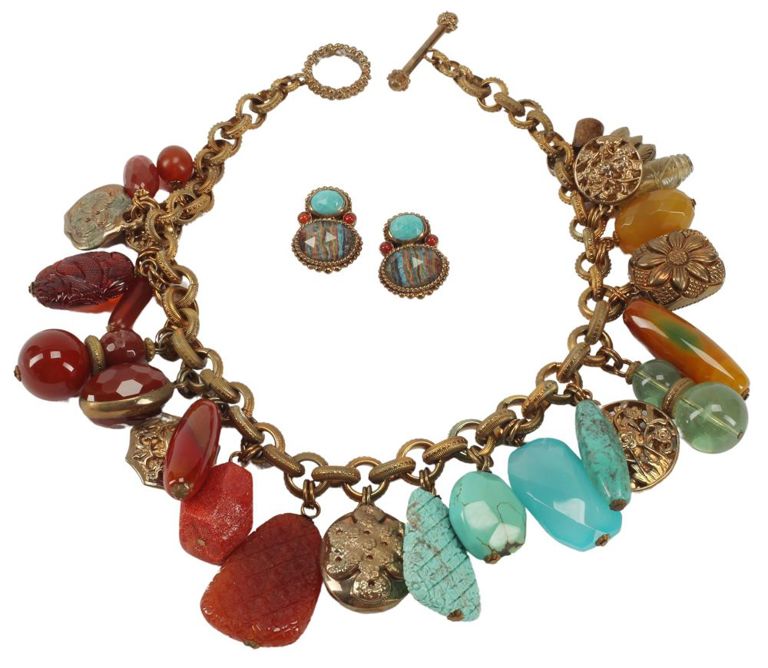 Estate Designer Stephen Dweck Multi-Gemstone Necklace & Earrings