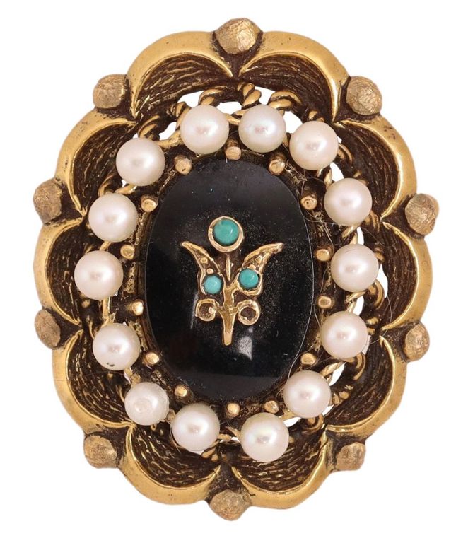 Estate Victorian Style 14kt Yellow Gold Pendant Brooch
