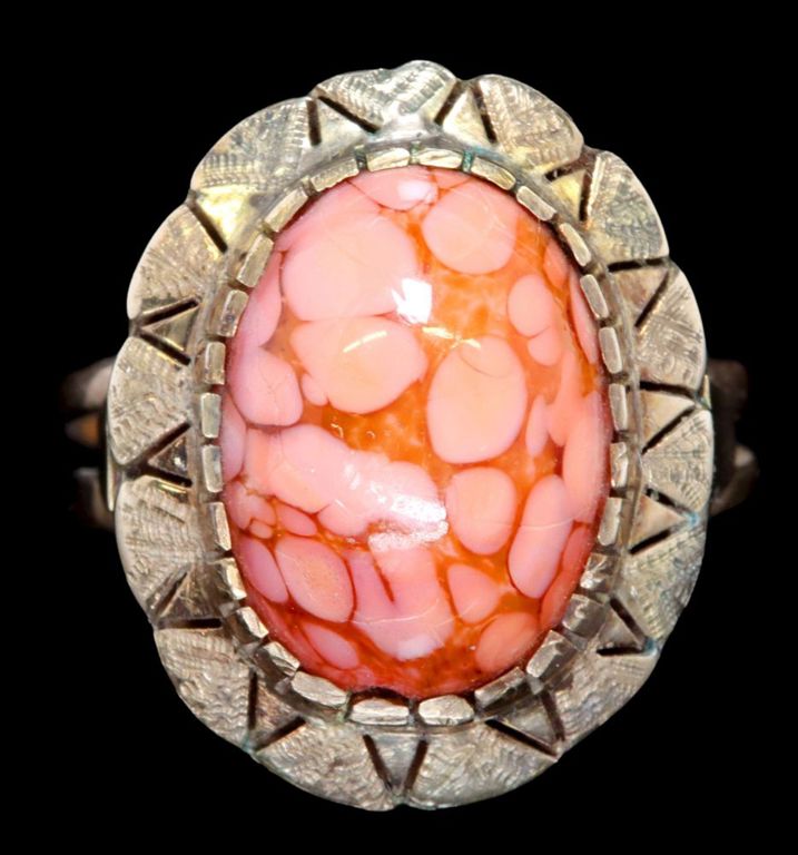 Estate 14kt Yellow Gold & Mottled Cabochon Ring