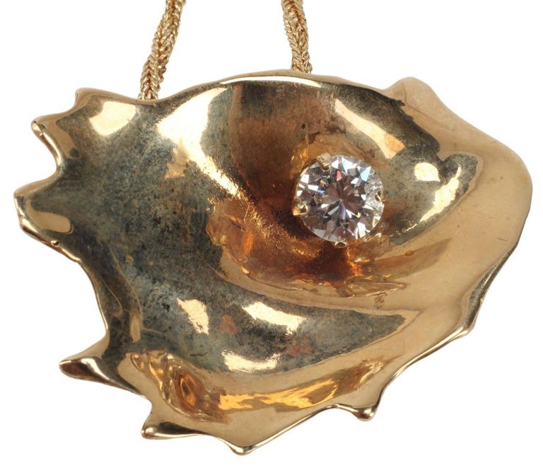 Estate 14kt Yellow Gold & Cubic Zirconia Pendant Necklace