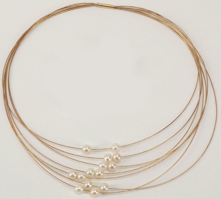Estate 14kt Yellow Gold & Pearl Delicate Multi-Strand Necklace