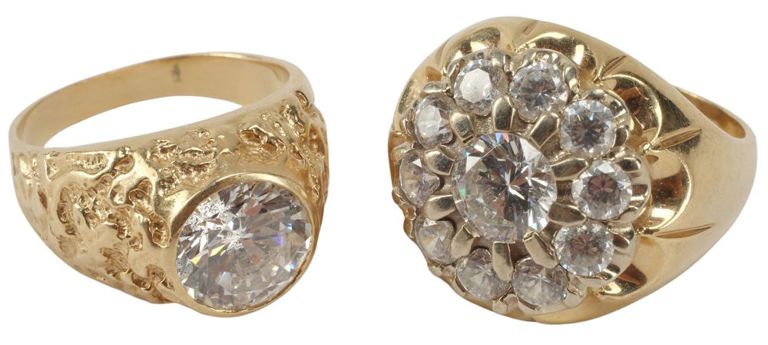 Estate Gent's 14kt Yellow Gold & Cubic Zirconia Rings
