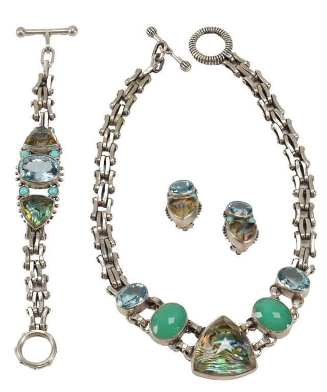 Estate Designer Stephen Dweck Sterling & Multi-Gemstone Jewelry Suite