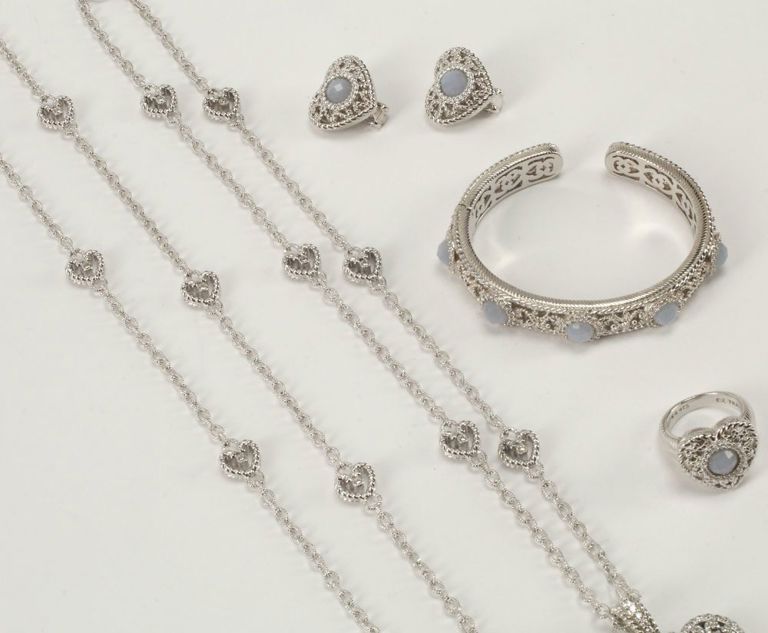 Estate Designer Judith Ripka Sterling Silver & Gemstone Jewelry Suite
