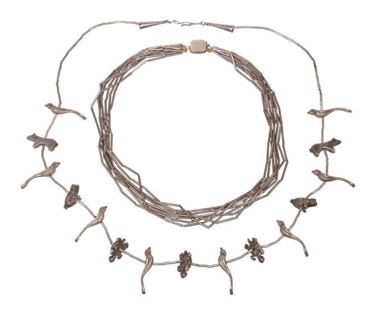 Southwest Silver Fetish & Sterling Tube Beaded Necklaces
