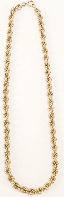 Estate 14kt Yellow Gold Rope Chain Necklace