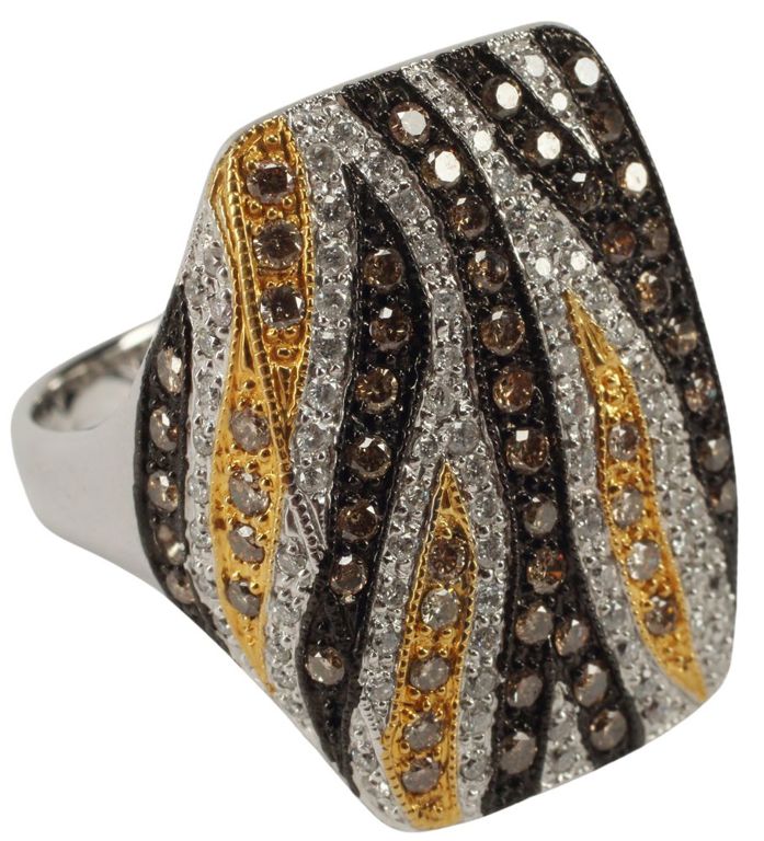 Estate 14kt White Gold & Multicolor Diamond Ring
