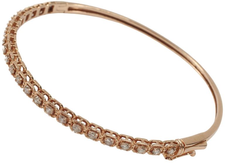 Estate 14kt Rose Gold & Diamond Hinged Bangle Bracelet