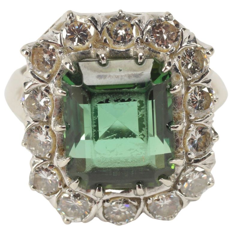 Estate 14kt Wg, Diamond & 2.5ct Tourmaline Ring