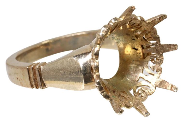 Estate 14kt Yellow Gold Ring Setting Circular Diamond
