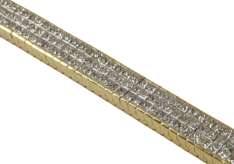Estate 18kt Gold & Princess Cut Bracelet