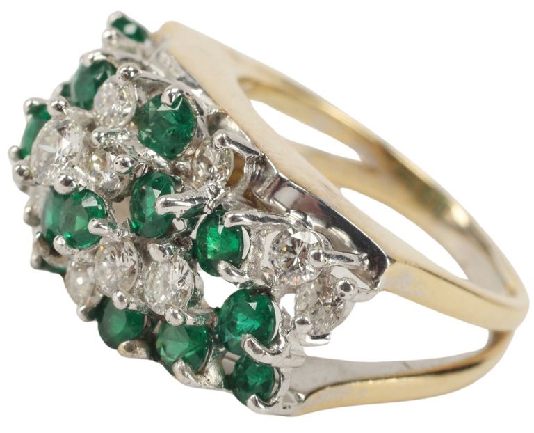 Estate Designer Henry Dunay 18kt Gold, Diamond & Emerald Ring